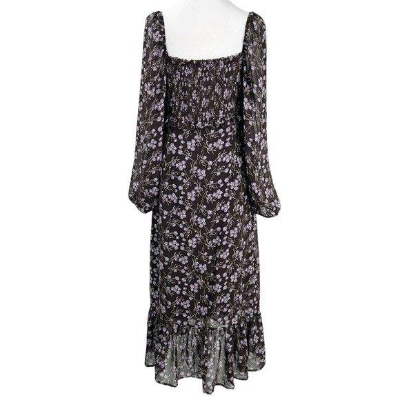 143 Story by Line Up Soft Floral Maxi Brown Lavender Front Slit Dress Size Large - Picture 2 of 16